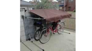 自転車置き場 雨よけ サイクルポート 2台用 ブラウン