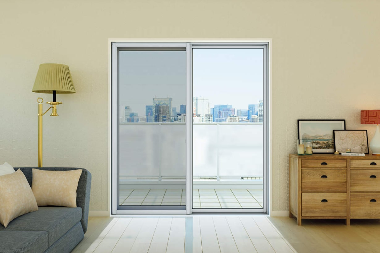 EXIMA 31Wb 集合住宅 片引き窓 外動タイプ 施工内観 室内付可動網戸 WS11型 テラスタイプ EXIMA 31Wb 集合住宅 片引き窓 外動タイプ 施工内観 室内付可動網戸 WS11型 テラスタイプ