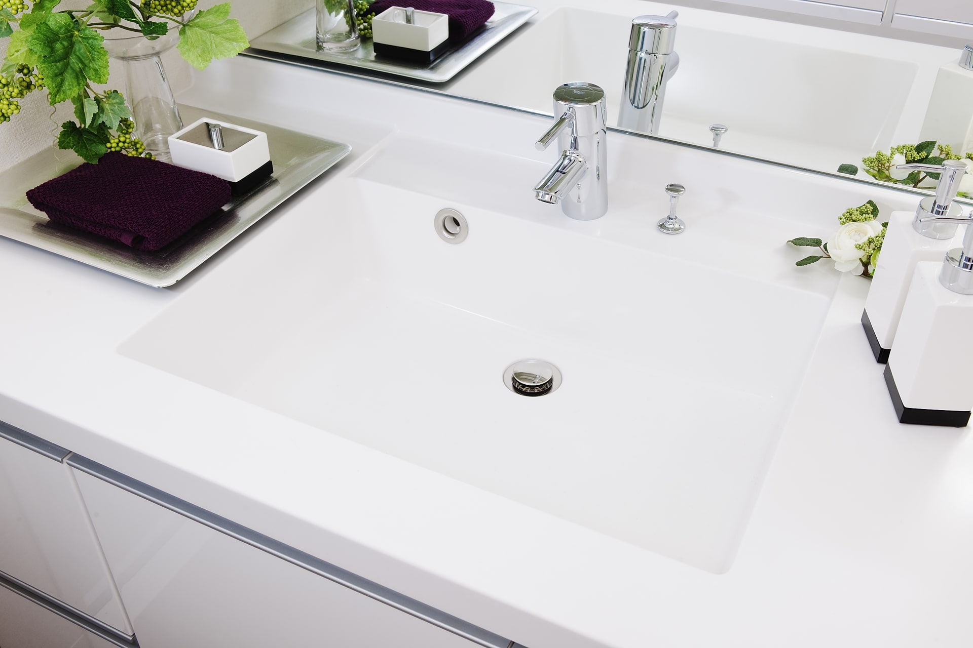 洗面化粧台J1シリーズ900間口 片引出扉タイプ 3面鏡スマートポケット