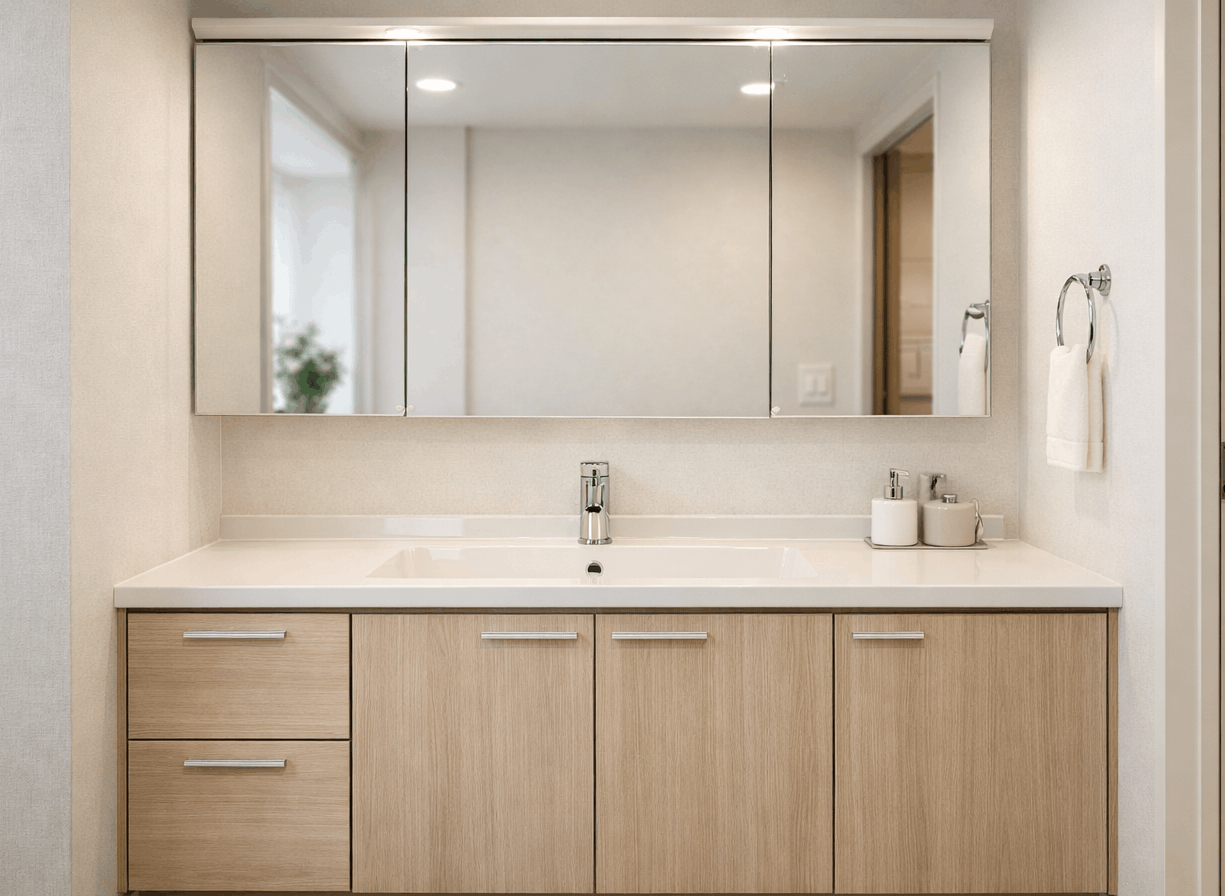 洗面化粧台KZシリーズ 750間口 両開き扉 3面鏡 陶器ボウル | TOTO